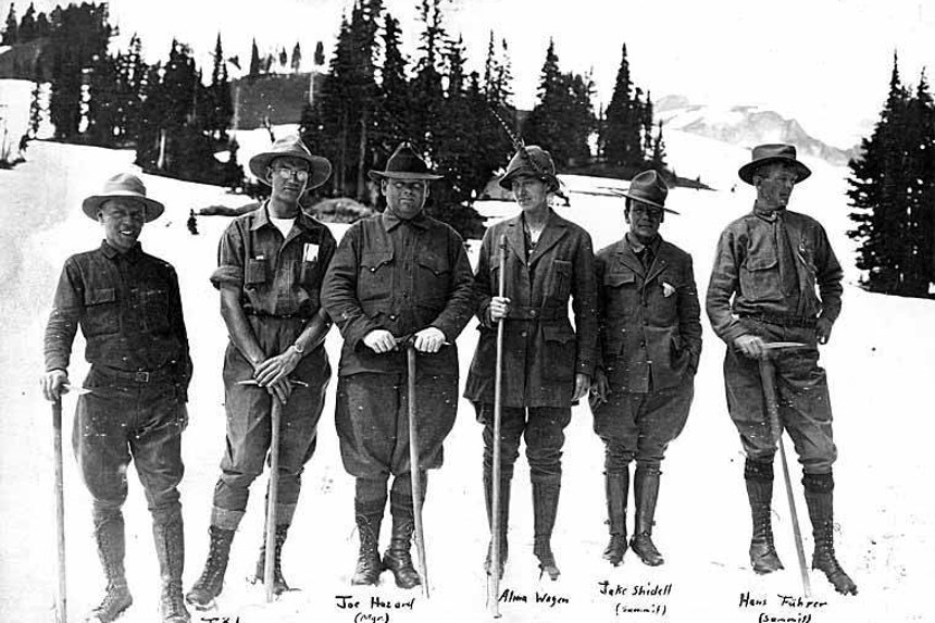 Ashli Blow 9 Mount Rainier Climbing Guides At Paradise Inn, 1919 Guide Dept, Alma Wagen UW Collections